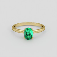0.72 Ct. Emerald Ring, 18K Yellow Gold 1