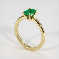 0.72 Ct. Emerald Ring, 18K Yellow Gold 2
