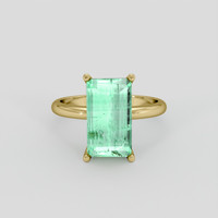 3.94 Ct. Emerald Ring, 18K Yellow Gold 1