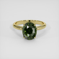 3.80 Ct. Green Zircon Ring, 18K Yellow Gold 1