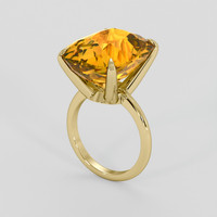 16.32 Ct. Yellowish Orange Citrine Ring, 18K Yellow Gold 2