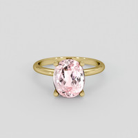 3.78 Ct. Pink Kunzite Ring, 18K Yellow Gold 1