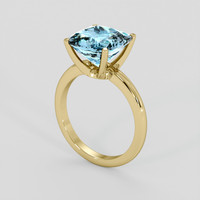 3.80 Ct. Blue Aquamarine Ring, 18K Yellow Gold 2
