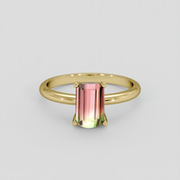 2.26 Ct. Watermelon Tourmaline Ring, 18K Yellow Gold 1
