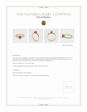Ruby Ring 1.02 Ct., 18K Yellow Gold Appraisal