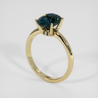 3.01 Ct. Greenish Blue Sapphire Ring, 18K Yellow Gold 2