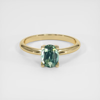 1.20 Ct. Bluish Green Sapphire Ring, 18K Yellow Gold 1