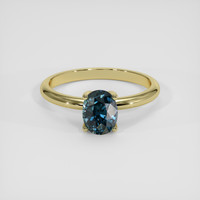 1.54 Ct. Greenish Blue Sapphire Ring, 18K Yellow Gold 1