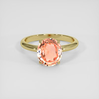 3.00 Ct. Padparadscha Sapphire Ring, 18K Yellow Gold 1