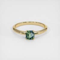 0.72 Ct. Bluish Green Sapphire Ring, 18K Yellow Gold 1