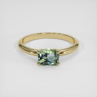 1.01 Ct. Bluish Green Sapphire Ring, 18K Yellow Gold 1