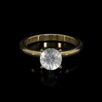 0.90 Ct. White Sapphire Ring, 18K Yellow Gold 1