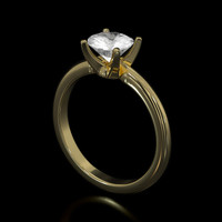 0.90 Ct. White Sapphire Ring, 18K Yellow Gold 2