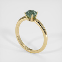 1.01 Ct. Bluish Green Sapphire Ring, 18K Yellow Gold 2