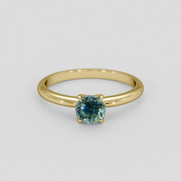 0.90 Ct. Greenish Blue Sapphire Ring, 18K Yellow Gold 1