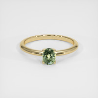 0.49 Ct. Green Sapphire Ring, 18K Yellow Gold 1