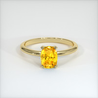 1.29 Ct. Yellowish Orange Sapphire Ring, 18K Yellow Gold 1