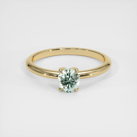 0.66 Ct. Bluish Green Sapphire Ring, 18K Yellow Gold 1