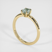 0.66 Ct. Bluish Green Sapphire Ring, 18K Yellow Gold 2