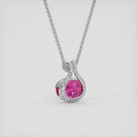 2.21 Ct. Pink Sapphire Pendant, 14K White Gold 2