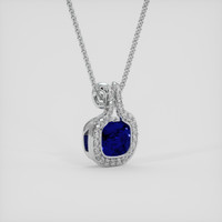 0.97 Ct. Blue Sapphire Pendant, 14K White Gold 2