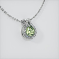 0.78 Ct. Yellowish Green Sapphire Pendant, 14K White Gold 2