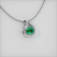 1.06 Ct. Emerald Pendant, 18K White Gold 2