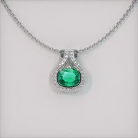 1.07 Ct. Emerald Pendant, 18K White Gold 1