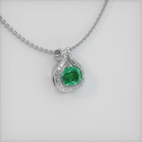 1.07 Ct. Emerald Pendant, 18K White Gold 2
