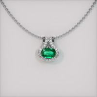 1.08 Ct. Emerald Pendant, 18K White Gold 1