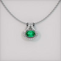 0.80 Ct. Emerald Pendant, 18K White Gold 1