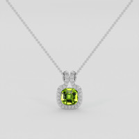 3.93 Ct. Green (Lime Green) Peridot Pendant, 18K White Gold 1