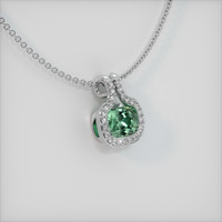 0.96 Ct. Green Sapphire Pendant, 18K White Gold 2