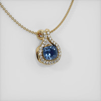 0.94 Ct. Greenish Blue Sapphire Pendant, 14K Yellow Gold 2