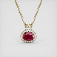 2.40 Ct. Pinkish Red Ruby Pendant, 14K Yellow Gold 1