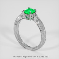0.60 Ct. Emerald Ring, Platinum 950 2