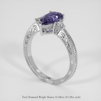 2.23 Ct. Bi Color Tanzanite Ring, Platinum 950 2