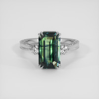 6.05 Ct. Bluish Green Sapphire Ring, Platinum 950 1