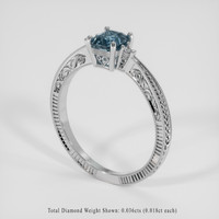 1.62 Ct. Greenish Blue Sapphire Ring, Platinum 950 2