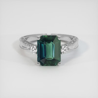 5.52 Ct. Bluish Green Sapphire Ring, Platinum 950 1