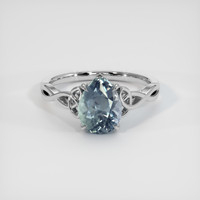 2.41 Ct. Greenish Blue Sapphire Ring, Platinum 950 1