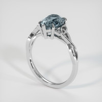 2.41 Ct. Greenish Blue Sapphire Ring, Platinum 950 2