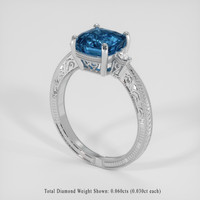 2.75 Ct. Greenish Blue Sapphire Ring, Platinum 950 2
