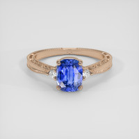 2.09 Ct. Blue Sapphire Ring, 14K Rose Gold 1