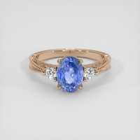 2.03 Ct. Blue Sapphire Ring, 14K Rose Gold 1