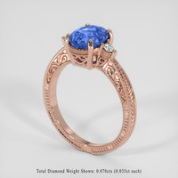 1.97 Ct. Blue Sapphire Ring, 14K Rose Gold 2