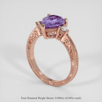 2.17 Ct. Violet Sapphire Ring, 18K Rose Gold 2