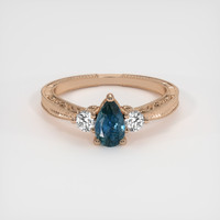 0.55 Ct. Greenish Blue Sapphire Ring, 18K Rose Gold 1