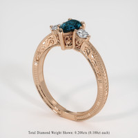 0.55 Ct. Greenish Blue Sapphire Ring, 18K Rose Gold 2