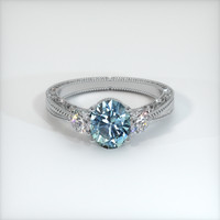 0.96 Ct. Greyish Blue Sapphire Ring, 10K White Gold 1